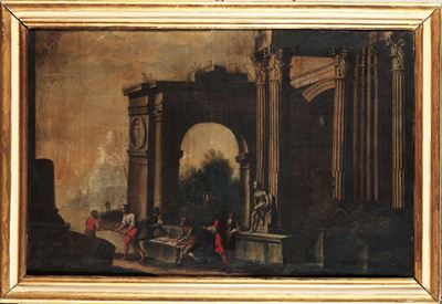 Scuola Italiana del XVIII Secoloquattro Paesaggi con Personaggi