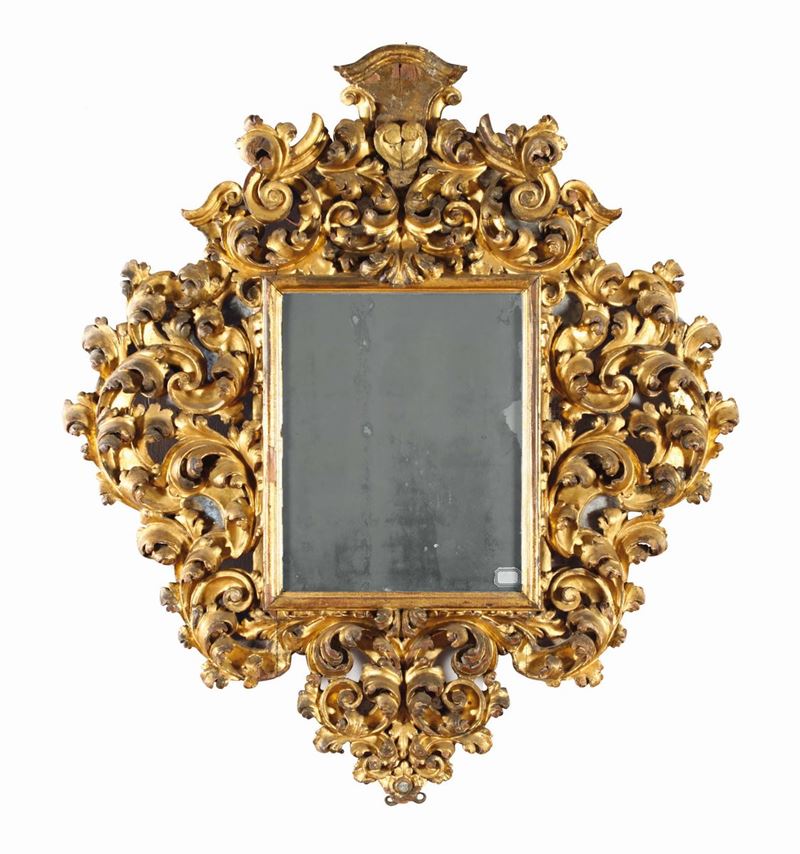 Cornice Luigi XIV in legno intagliato e dorato, metà XVIII secolo  - Asta Gusto, Arredi e Dimore. Una Collezione Italiana - Cambi Casa d'Aste