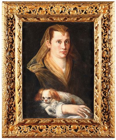 Prospero Fontana (bologna 1512 - Roma 1597)dama con Carlino