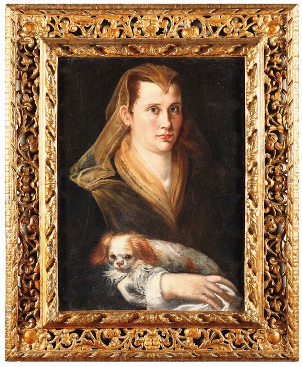 Lady with pug. Prospero Fontana (Bologna 1512 - Rome 1597) Dama con carlino