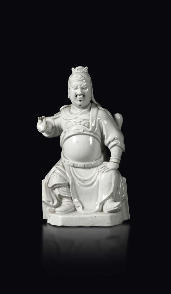 A sitting dignitary in Blanc de Chine porcelain, China, Qing dynasty, 19th century