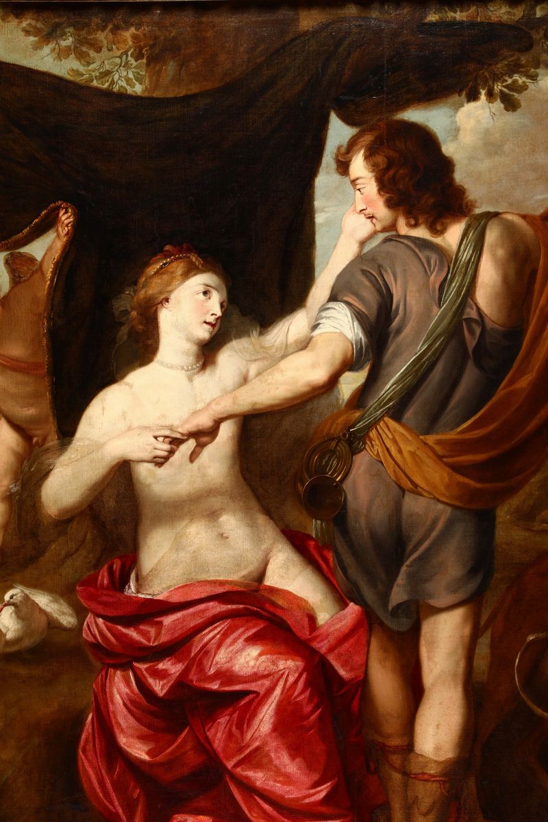 Artista Fiammingo Attivo in Italia nel XVII Secolovenere e Adone con Levrieri
