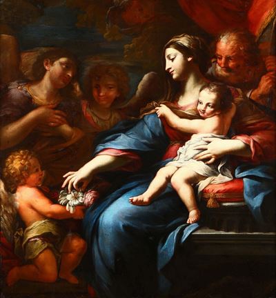 Carlo Maratta (camerano 1625 - Roma 1713), Ambito Disacra Famiglia con Angeli