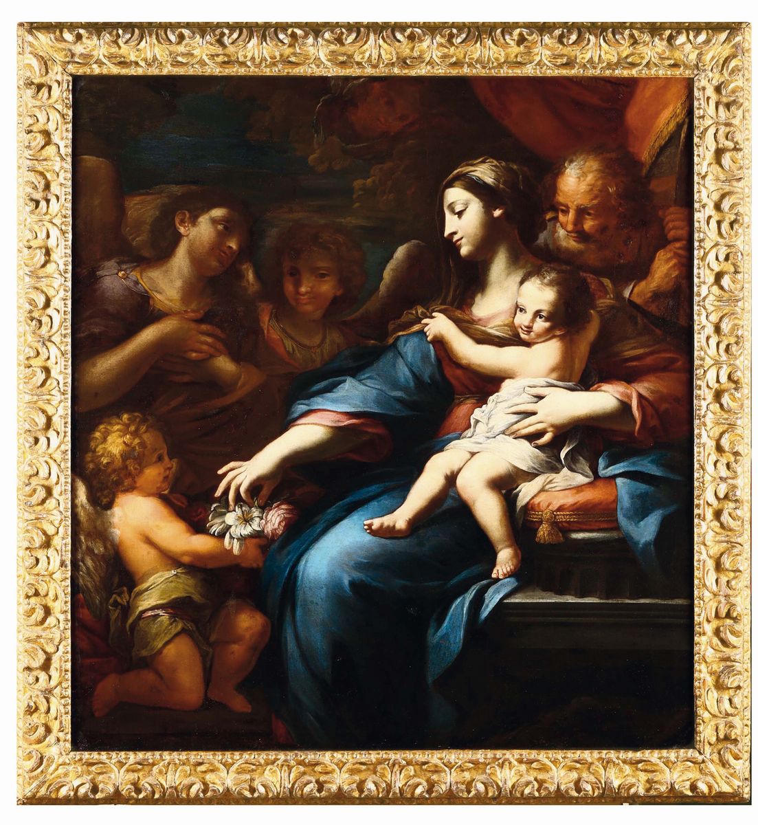 Carlo Maratta (camerano 1625 - Roma 1713), Ambito Disacra Famiglia con Angeli