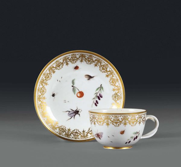 A cup with plate. Doccia, Lorenzo Ginori manufacture, 1760 ca.