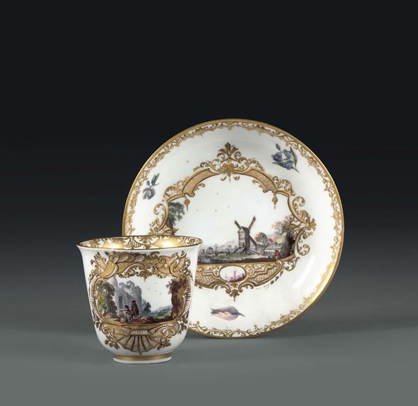 A cup and plate. Meissen, 1740 - 1745