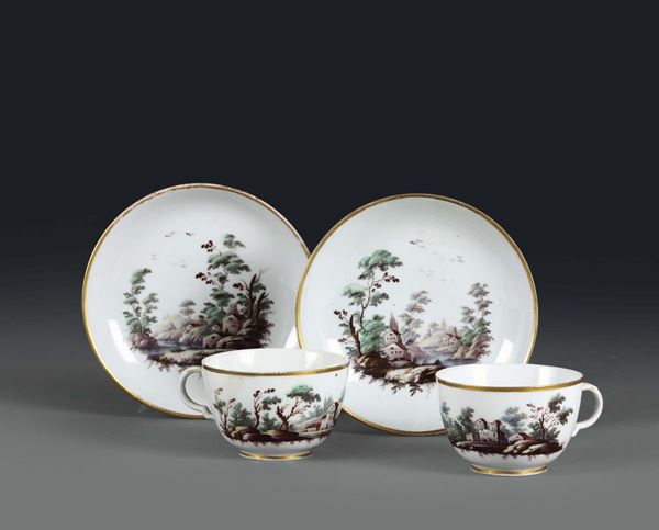 Coppia di tazze con piattino Doccia, 1790 circa