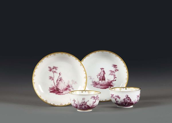 Coppia di tazze con piattino Vienna, 1765-1770