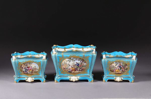 Three flower vases. Sèvres, 18th century