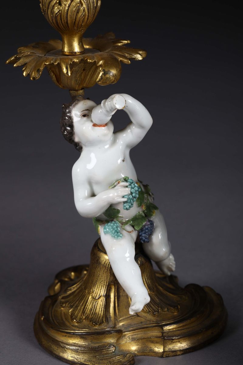 Coppia di Candelieri Meissen, 1750 Circa