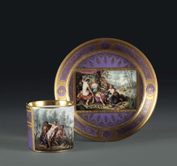 A cup with plate. Wien, 1805 ca. Painting by Vinzenz Reichel (active in Wien from 1785 to 1813)