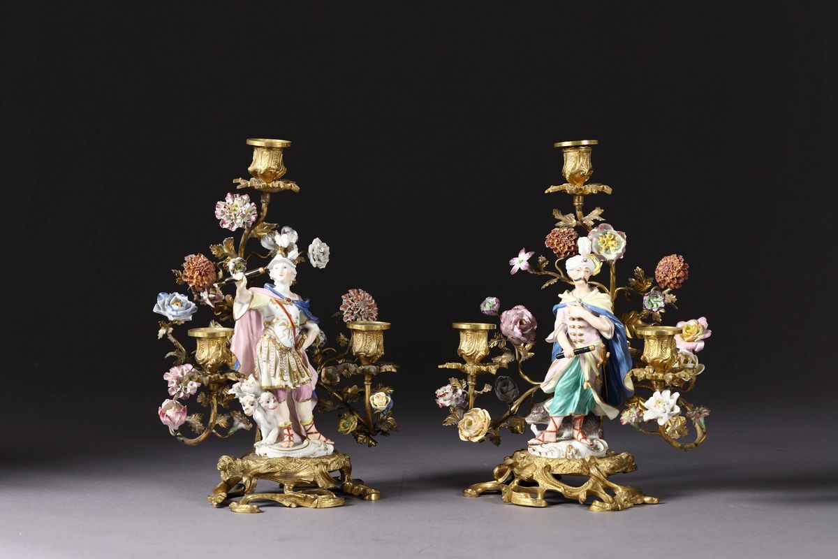 Coppia di Candelabri Meissen, 1746-1750