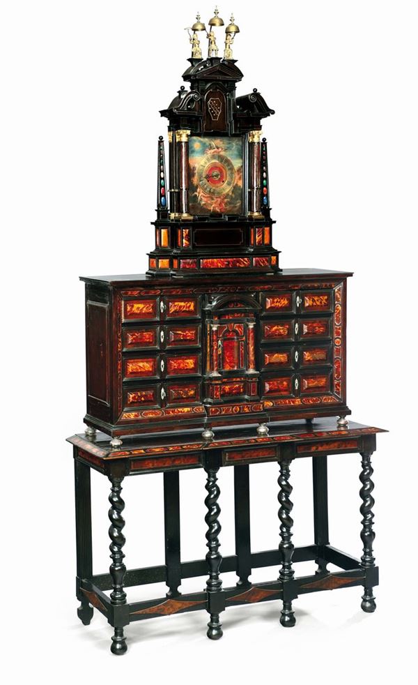 A coin cabinet in turtle with a clock, Rome, 17th century