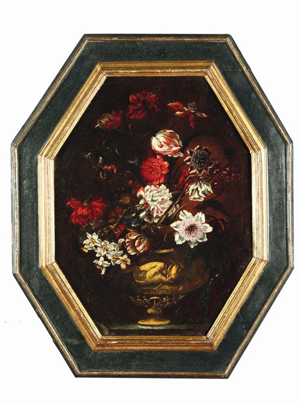 Still lives with flower vases. Italian school of the 18th century Nature morte con vasi di fiori