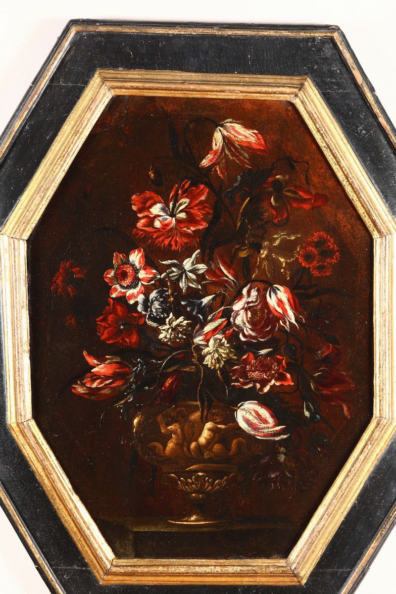 Scuola Italiana del XVIII Secolonature Morte con Vasi di Fiori