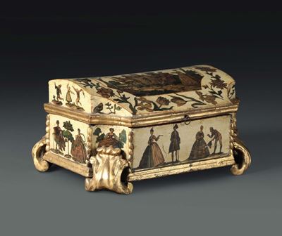 Scatola in Legno Laccata Ad Arte Povera, Venezia XVIII Secolo