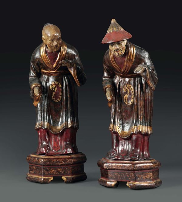 A pair of Chinese figures in papier-mâché, Piedmont 18th century (?)