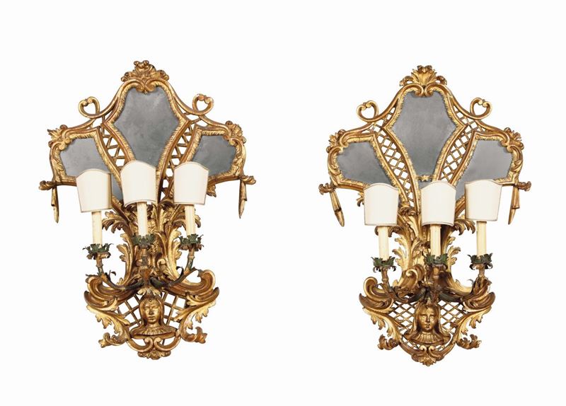 A pair of golden Louis XV appliques, 18th century  - Auction Taste, Furniture and Residences, An Italian Collection - Cambi Casa d'Aste
