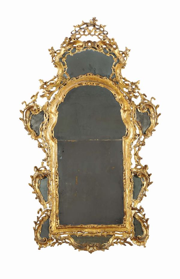 A large Louis XV mirror in carved and gilt wood, Venice, half of the 18th century