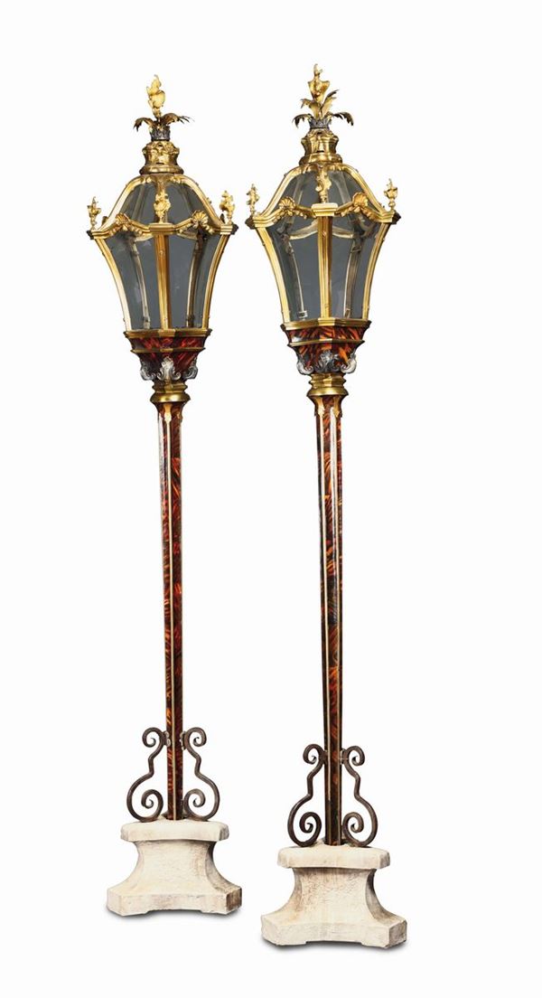 A pair of bronze lanterns, Genoa 18th century