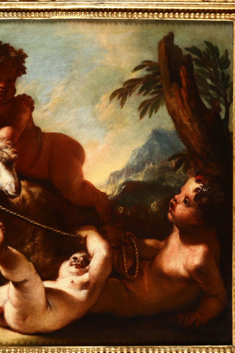 Scuola Romana del XVIII Secologioco di Putti con Capretta