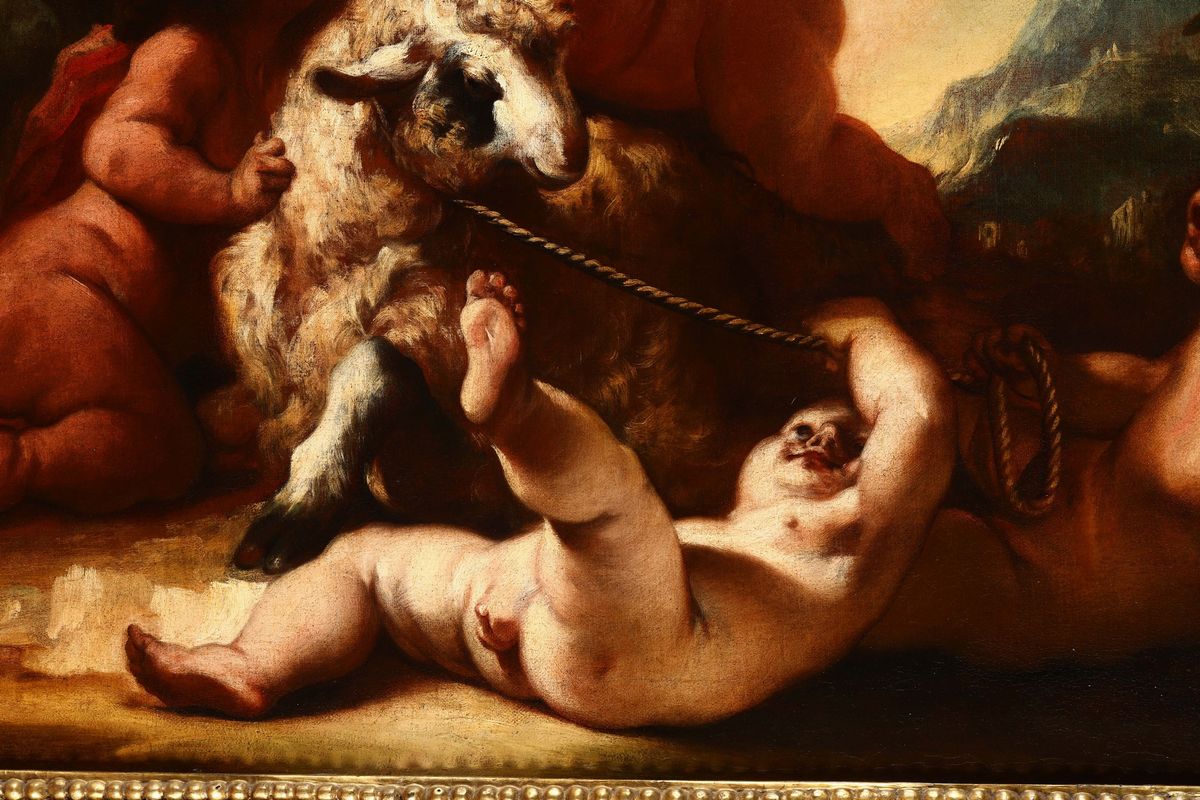 Scuola Romana del XVIII Secologioco di Putti con Capretta