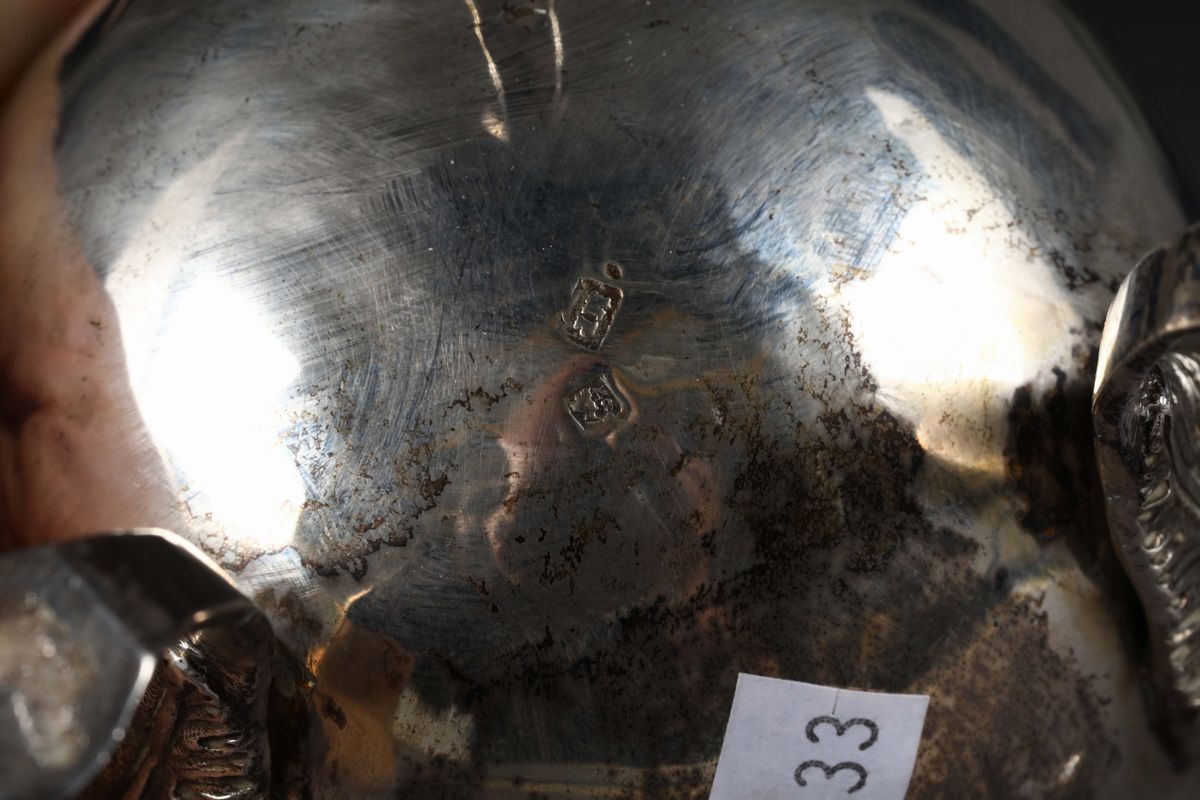 Zuccheriera in Argento Fuso, Sbalzato e Cesellato, Napoli, Prima Metà del XIX Secolo, Bollo Proba...