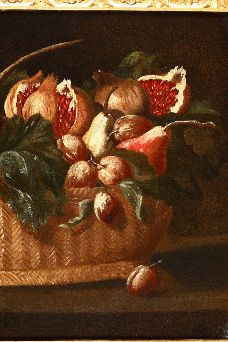 Scuola Romana del XVII Secolonatura Morta con Cesto di Frutta