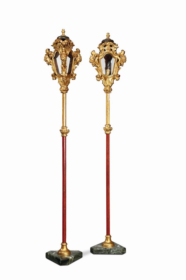 A pair of Louis XV gilt lanterns, 18th century