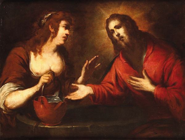 Christ and the Samaritan woman. Genoese school of the 17th century Cristo e la Samaritana