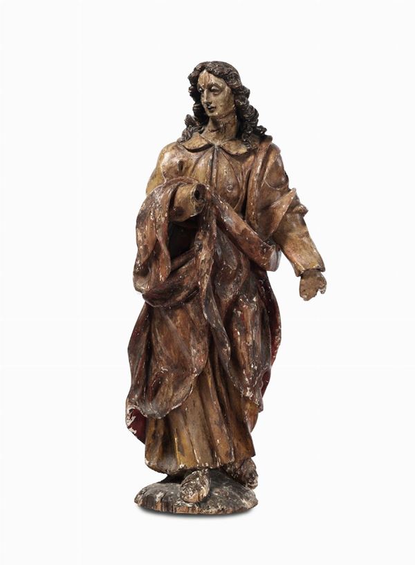 A sculpture in polychrome wood depicting Saint John of Arimatea, Italy, 17th century