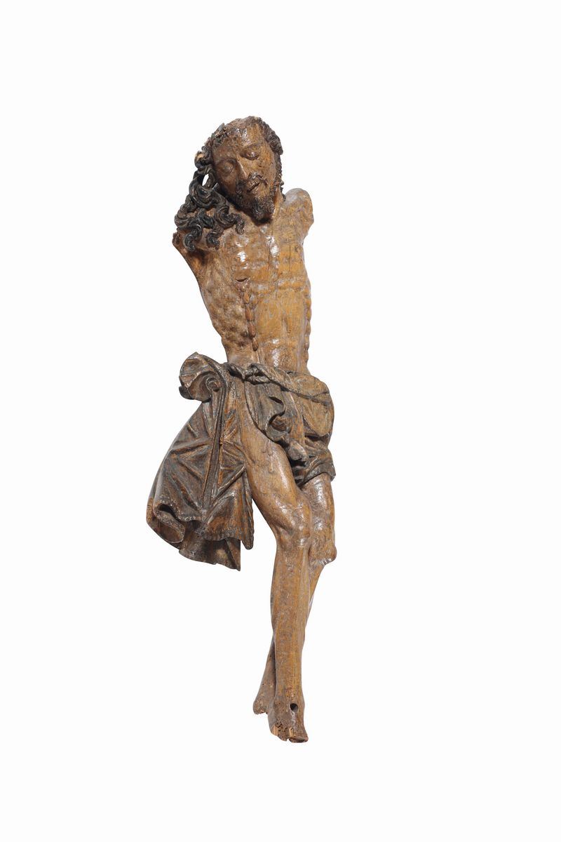 Scultura lignea rappresentante torso di Crocifisso, artista Fiammingo del XVI secolo  - Auction Sculpture and Works of Art - Cambi Casa d'Aste