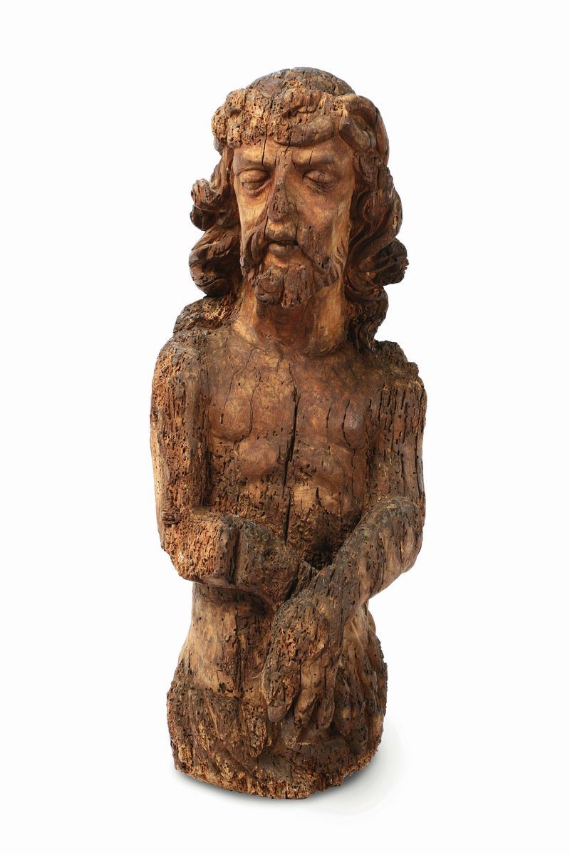 Frammento di Cristo deriso in legno scolpito, scultore d’oltralpe del XVII secolo  - Asta Antiquariato - Cambi Casa d'Aste