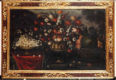 Scuola Lombardo Veneta del XVIII Secolonatura Morta con Fiori e Frutta Natura Morta con Fiori