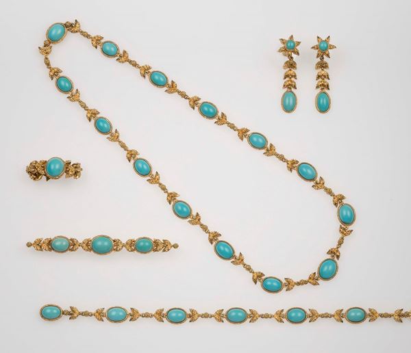 Turquoise and gold parure