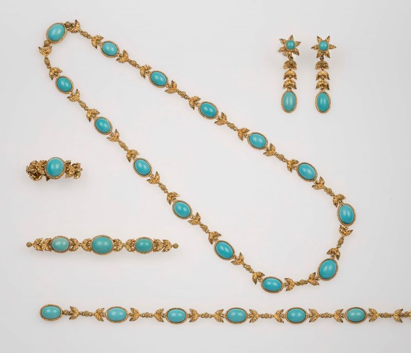 Turquoise and gold parure  - Auction Fine Jewels - II - Cambi Casa d'Aste