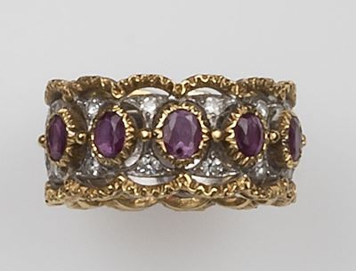 Anello a Fascia con Rubini