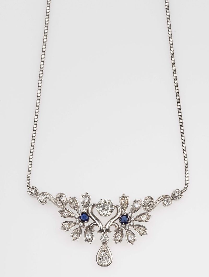 Girocollo con diamanti e zaffiri  - Asta Fine Jewels - II - Cambi Casa d'Aste