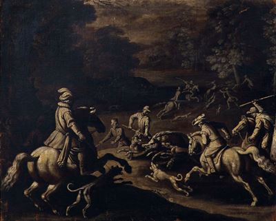 Antonio Tempesta (firenze 1555 - Roma 1630)caccia al Cinghiale e al Cervo