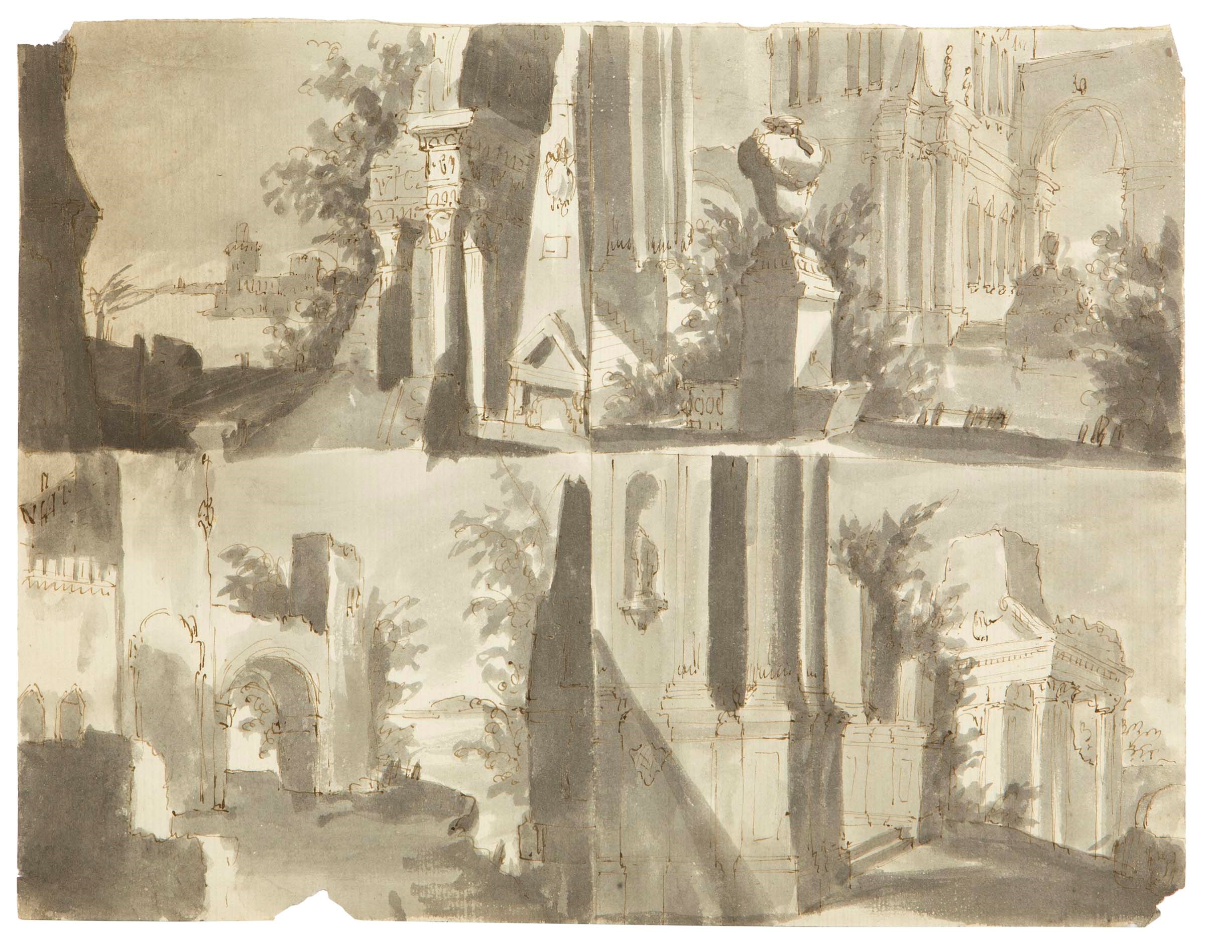 Scuole tra il XVII e il XIX secolo, Tredici disegni di paesaggi e capricci con architetture