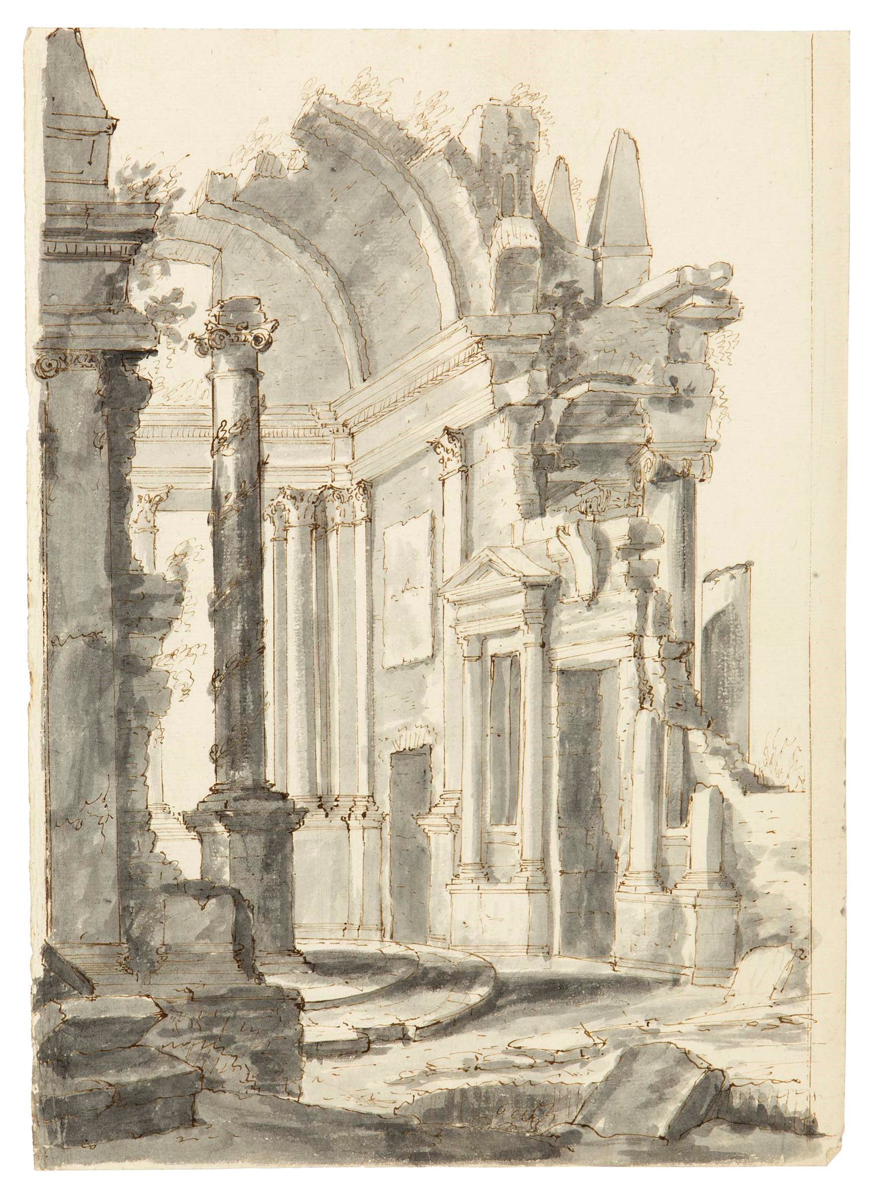 Scuole tra il XVII e il XIX secolo, Tredici disegni di paesaggi e capricci con architetture