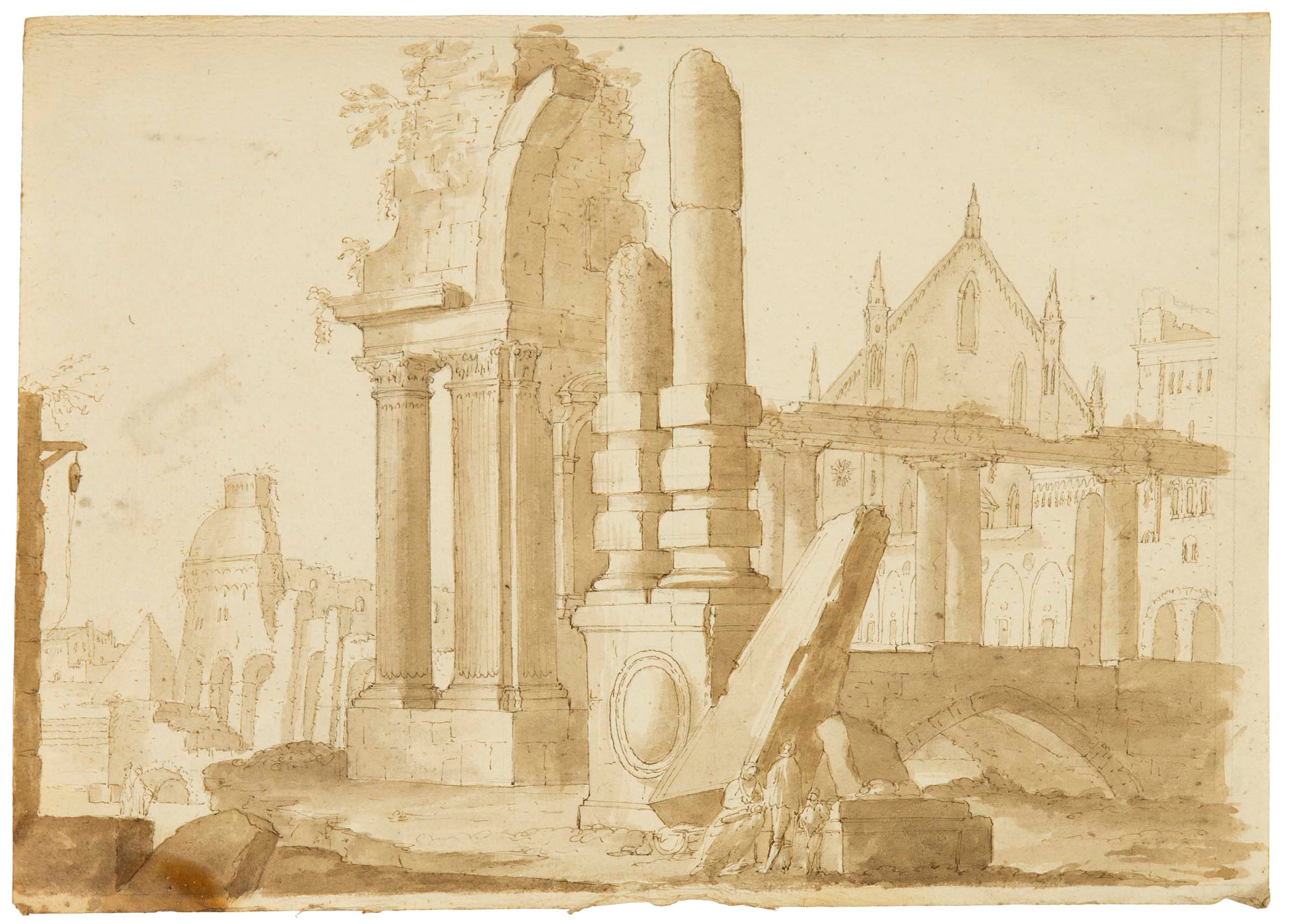 Scuole tra il XVII e il XIX secolo, Tredici disegni di paesaggi e capricci con architetture