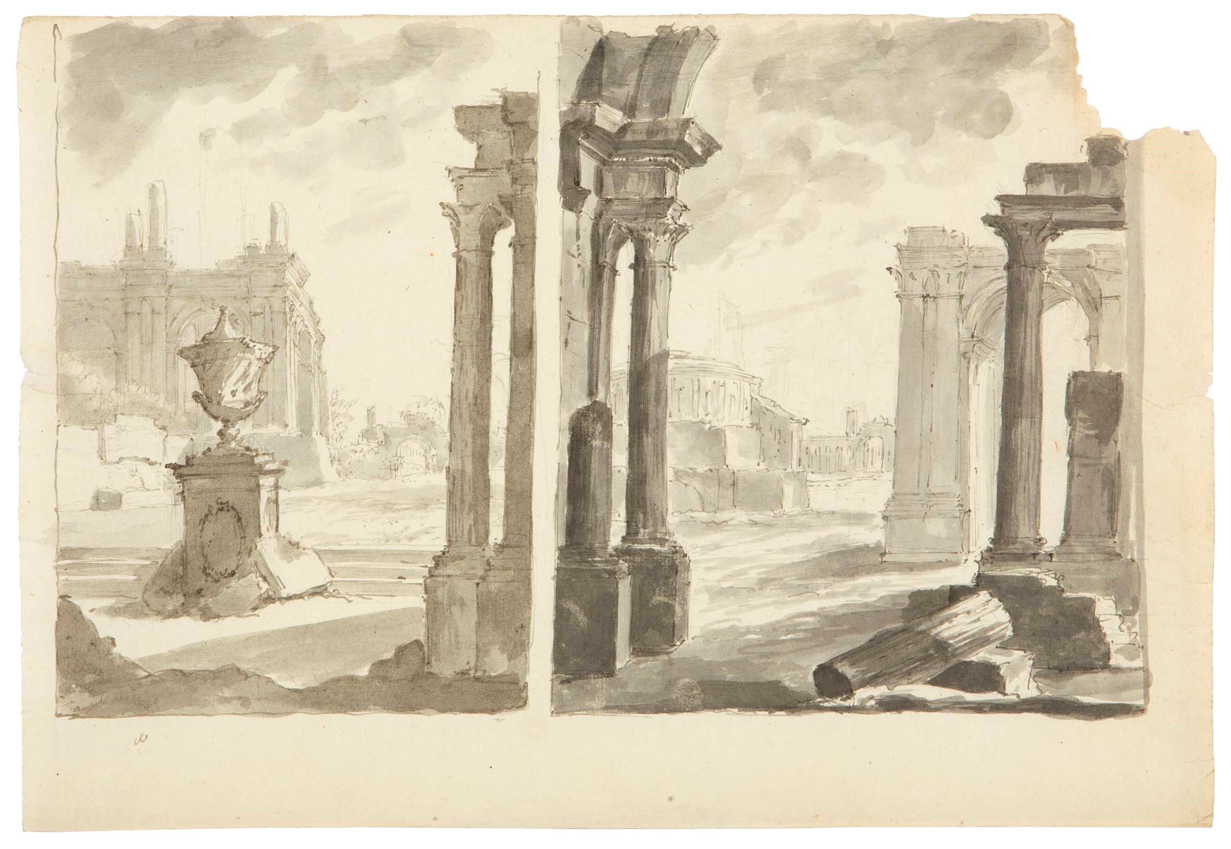 Scuole tra il XVII e il XIX secolo, Tredici disegni di paesaggi e capricci con architetture