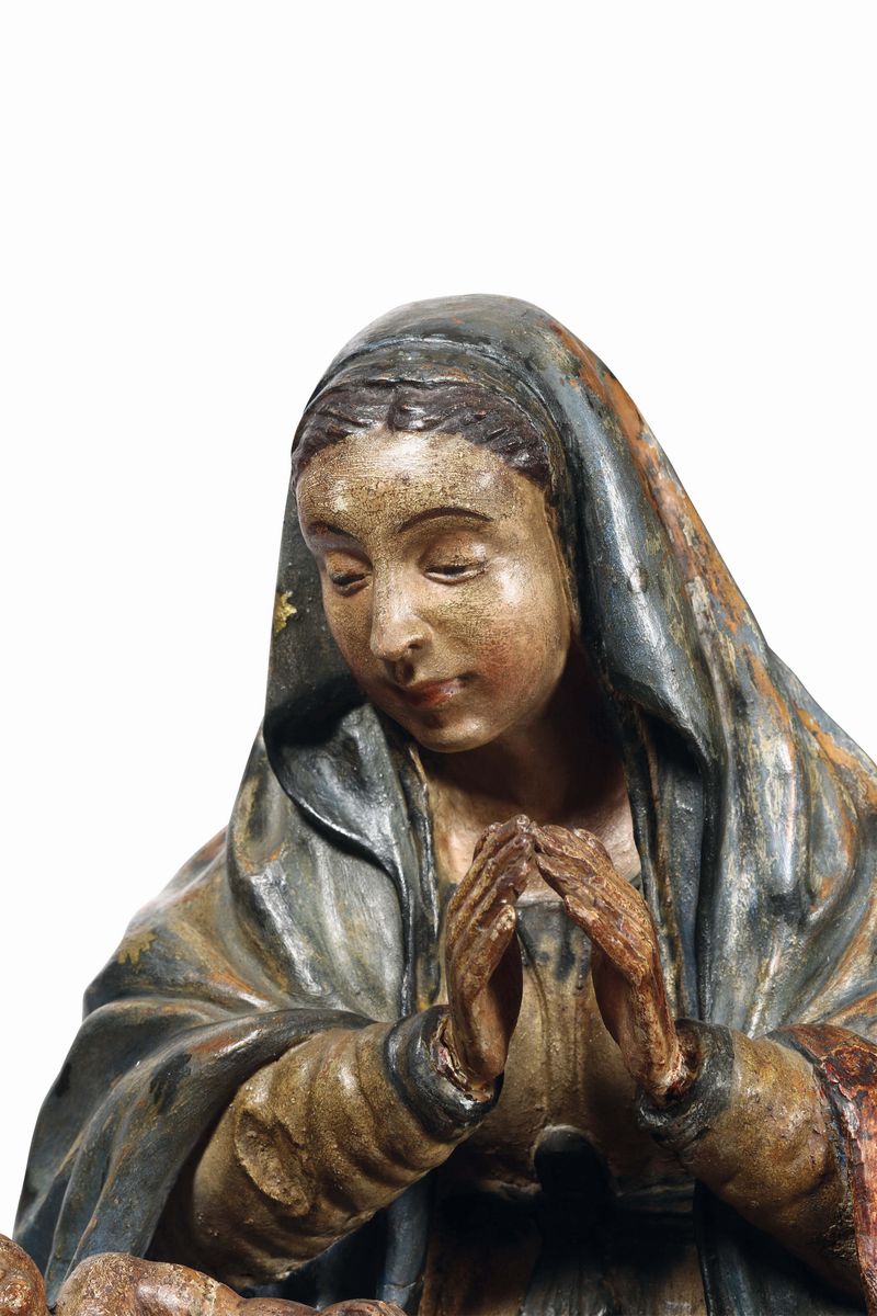 Madonna con Bambino, Terracotta Policroma, Scultore Rinascimentale Prossimo a Saturnino Gatti, It...