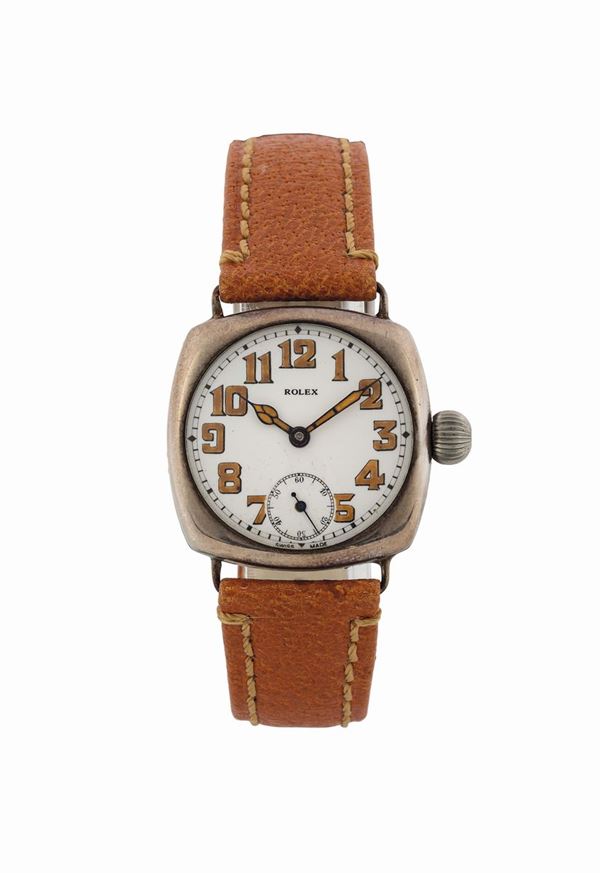 ROLEX, cassa No. 721199, orologio da polso, in argento con fibbia Rolex. Realizzato nel 1920 circa