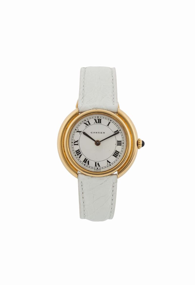 CARTIER, Paris, RONDE, YELLOW GOLD. Fine, self-winding, 18K yellow gold wristwatch with original buckle. Accompanied by the original  box. Made circa 1980  - Auction Watches and Pocket Watches - Cambi Casa d'Aste