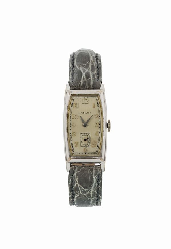 HAMILTON, orologio laminato in oro bianco 14K. Realizzato nel 1920 circa