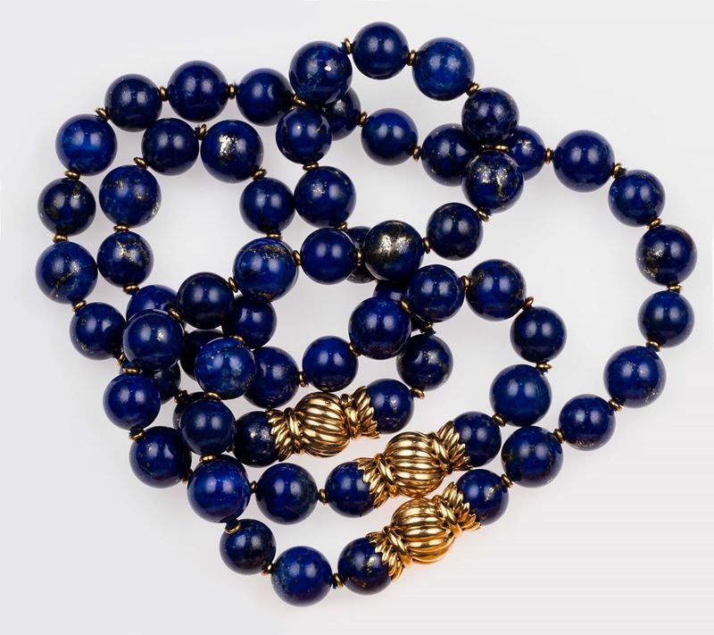 Lapis lazuli and gold necklace  - Auction Fine Jewels - II - Cambi Casa d'Aste