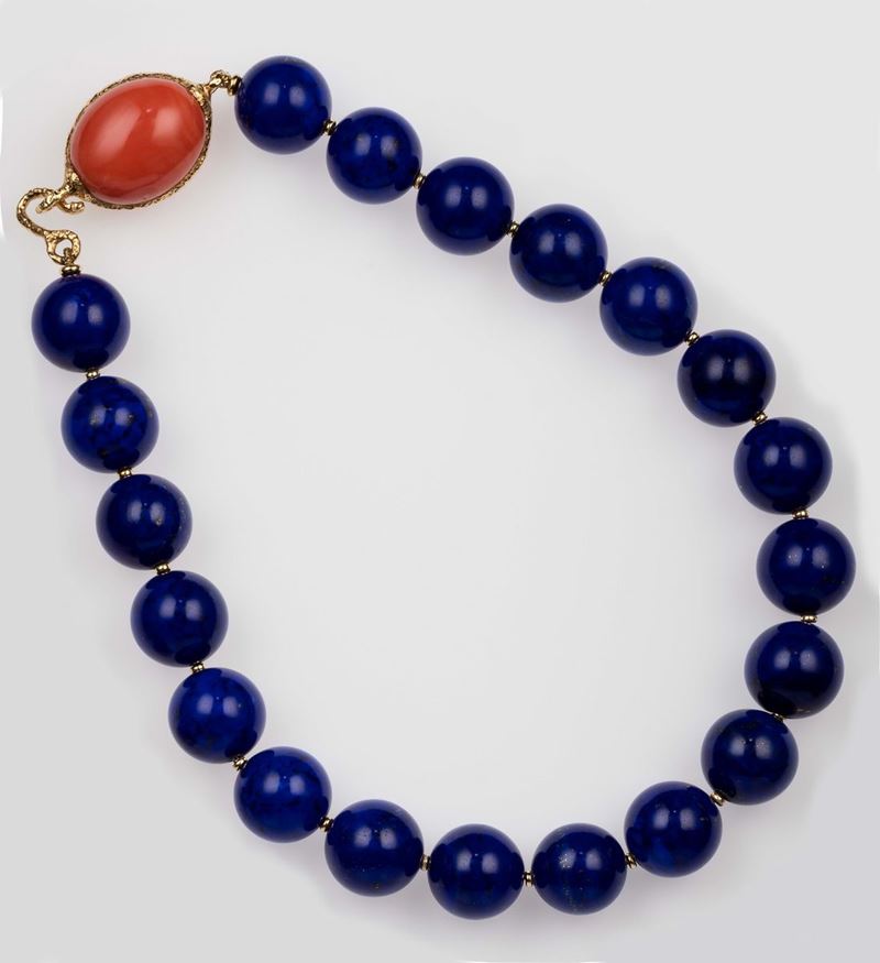 Lapis lazuli and coral necklace  - Auction Fine Jewels - II - Cambi Casa d'Aste