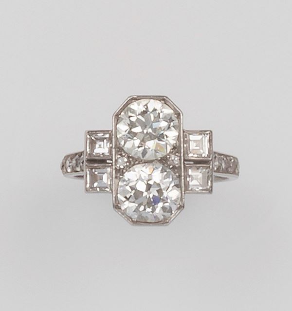 Old-cut diamond and platinum ring